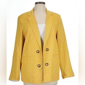 Halston Heritage Women's mustard open blazer boho classic jeans dress